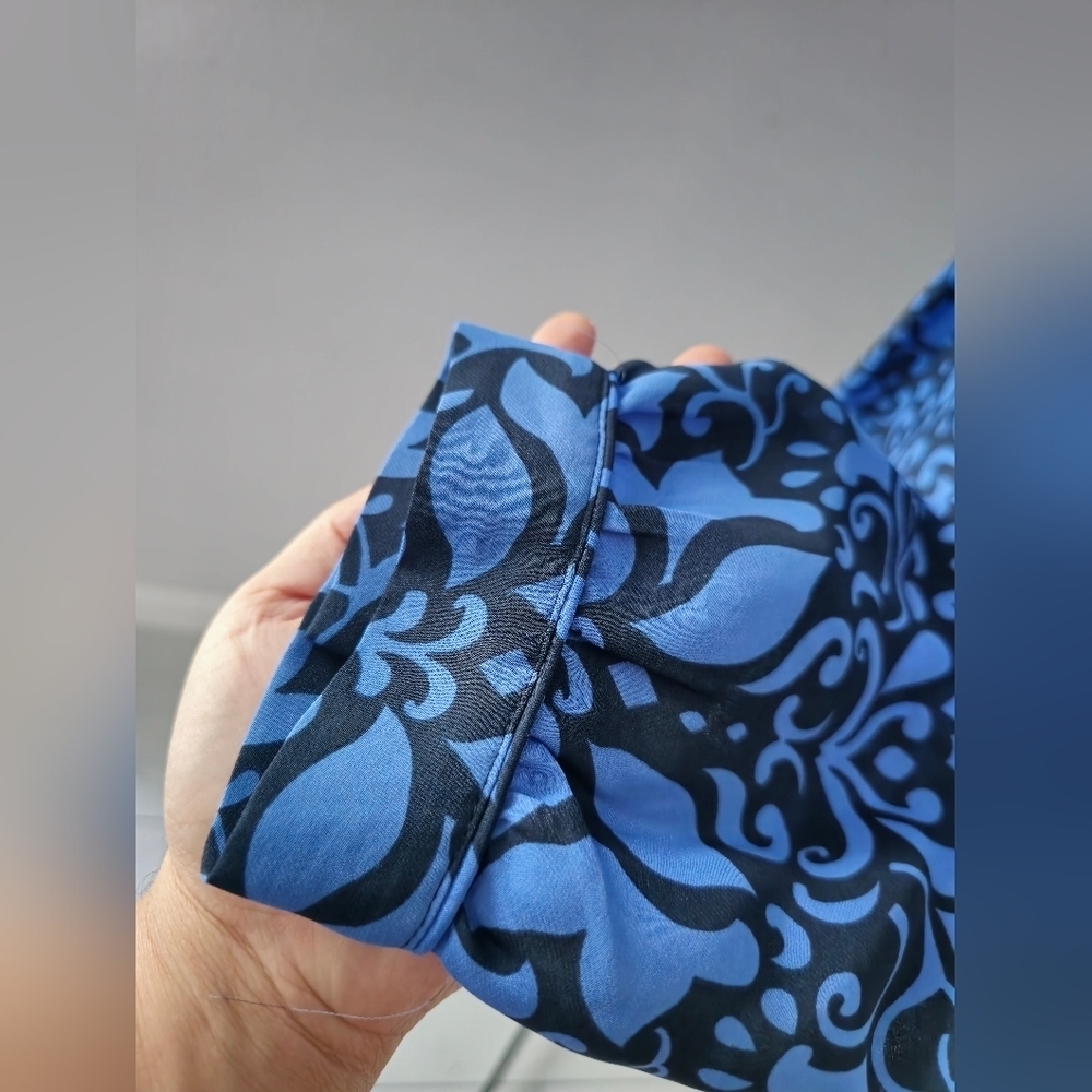 Banana Republic Blue Damask Print Popover Top Blouse Small - Picture 8 of 13